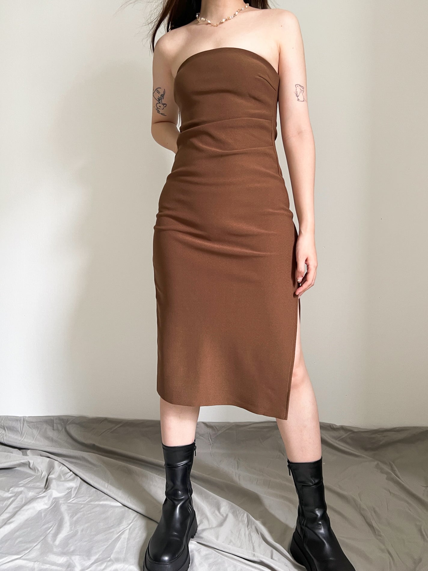 BONNIE TUBE DRESS IN BROWN