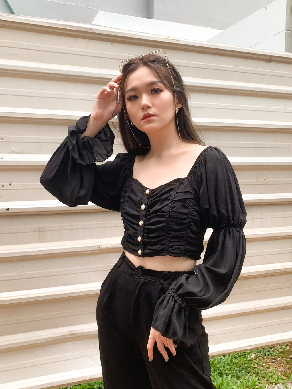 GLORIA TOP IN MIDNIGHT BLACK