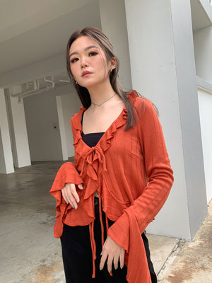 HAILEY CARDI TOP IN BEGONIA ORANGE