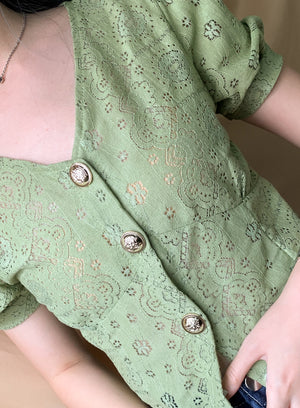 LITTLE WOMEN TOP IN ANTIQUE GREEN