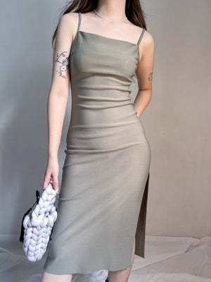 LAVON MIDI DRESS IN ASH GREEN