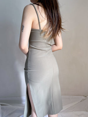 LAVON MIDI DRESS IN ASH GREEN